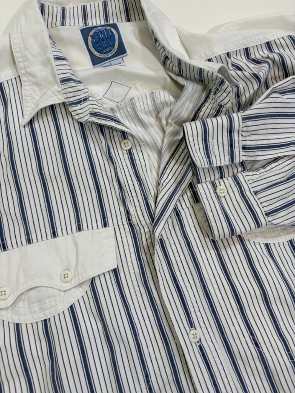Vintage 80s Bugle Boy Western Striped Shirt Men's Large Rescued & Restored